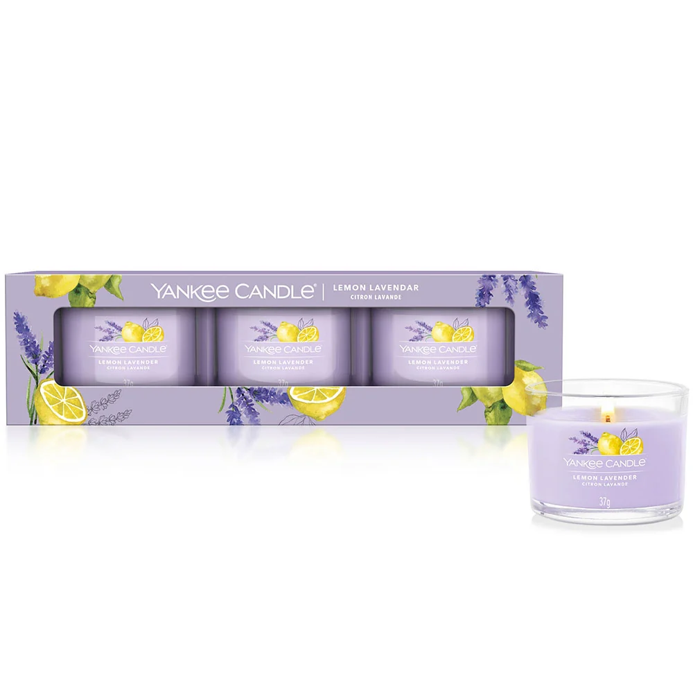 Yankee Candle Confezione 3 Candele Votive in Vetro Lemon Lavender Set V1 - Image 2