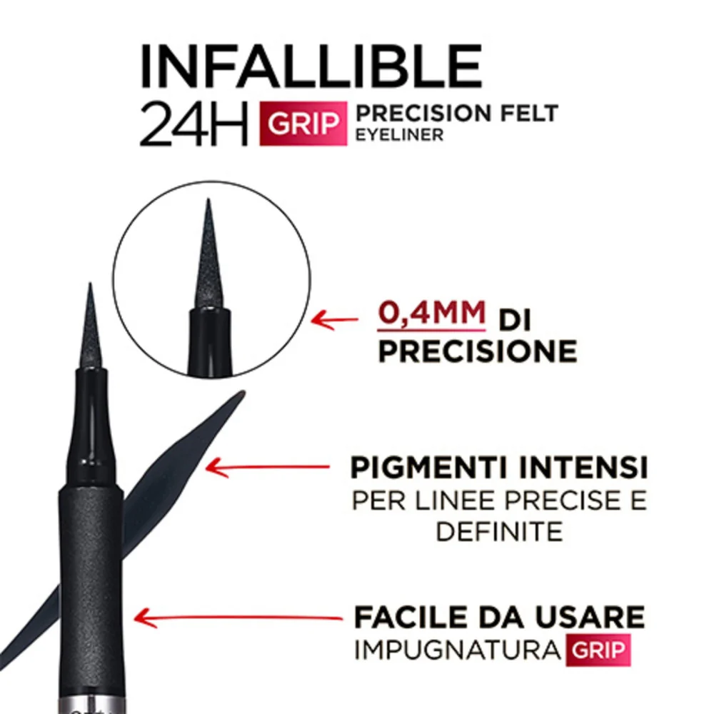 L'oréal Paris Infaillible 24H Grip Precision Felt Eyeliner Black - Image 3